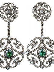 Длинные золотые серьги с изумрудами и бриллиантами AOG-DE-0024 из Белое золото от Ювелирный салон Art of glow 1