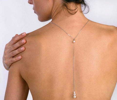 Стильное колье с жемчугом и бриллиантами AOG-YMN-0004 из Белое золото, Серебро от Ювелирный салон Art of glow 2