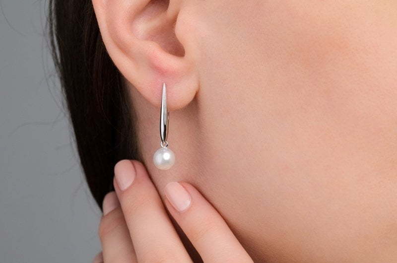 Золотые серьги с жемчугом AOG-SE-0025 из Белое золото от Ювелирный салон Art of glow 2