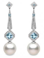 Серьги с бриллиантами, жемчугом и топазами AOG-DE-0045 из Белое золото от Ювелирный салон Art of glow 1