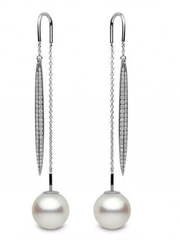 Длинные серьги из белого золота с жемчугом AOG-DE-0041 из Белое золото от Ювелирный салон Art of glow 1