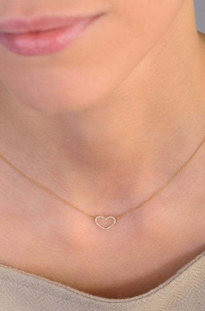 Тонкое золотое колье с сердечком в бриллиантах AOG-YMN-0001 из Розовое (красное) золото от Ювелирный салон Art of glow 2