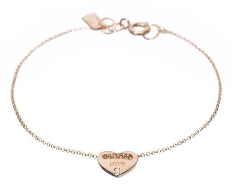 Тонкий золотой браслет с подвеской сердце AOG-YMB-0004HT из Розовое (красное) золото от Ювелирный салон Art of glow 3