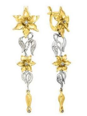 Серьги Афродита из Комбинированные, Желтое золото от Ювелирный салон Jewelry & Diamonds 1