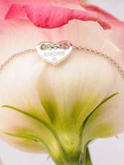 Тонкий золотой браслет с подвеской сердце AOG-YMB-0004HT из Белое золото от Ювелирный салон Art of glow 1