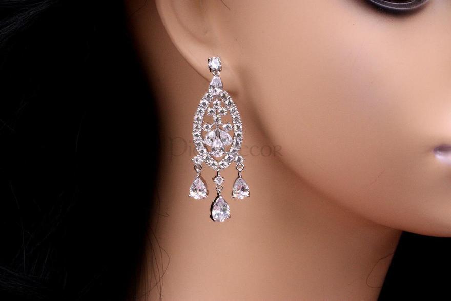 Серьги Венесуэлла с цирконами из Посеребренная бижутерия от  2