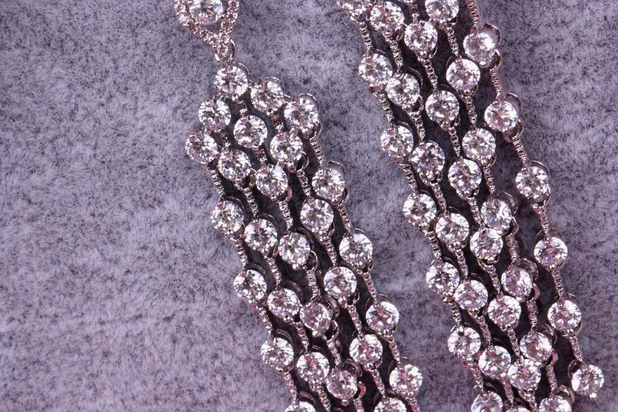 Серьги Звездопад с цирконами из Посеребренная бижутерия от  5