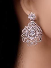 Серьги цирконовые Завитки из Посеребренная бижутерия, Цирконий от  2