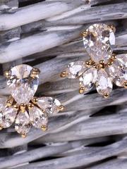 Серьги с цирконами Piu золотистые из Позолоченная бижутерия от  1