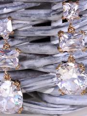 Серьги с цирконами Lilu золотистые из Позолоченная бижутерия от  1