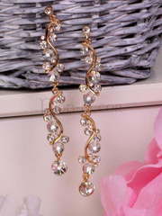 Серьги с цирконами Золотистая волна из Позолоченная бижутерия от  1