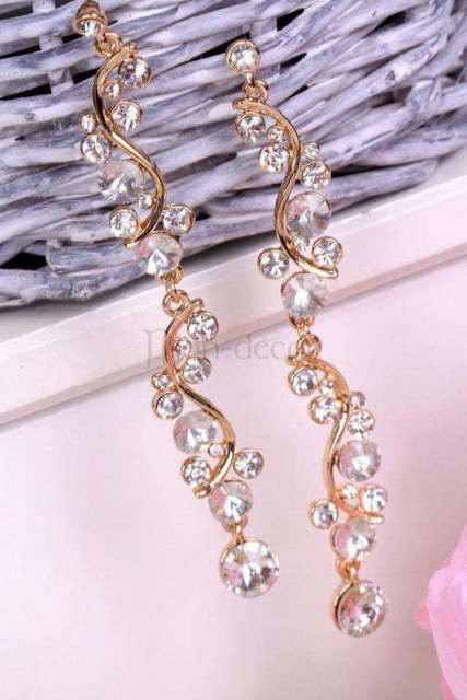 Серьги с цирконами Золотистая волна из Позолоченная бижутерия от  2