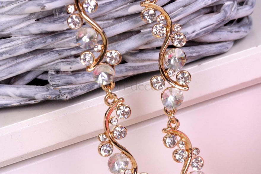 Серьги с цирконами Золотистая волна из Позолоченная бижутерия от  3