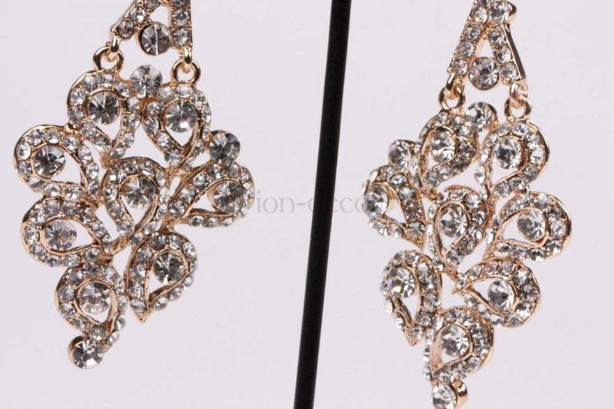 Серьги Вечерние золотистые из Позолоченная бижутерия от  3