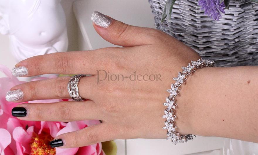 Браслет с цирконами Flowers из Посеребренная бижутерия от  2