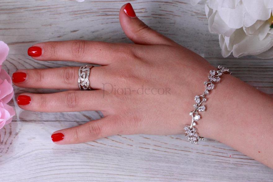 Браслет Ветви с цирконами из Посеребренная бижутерия от  2