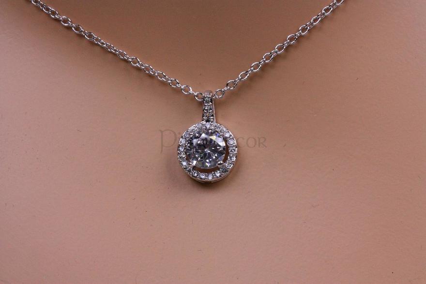 Цирконовая подвеска Сircle с цепочкой из Посеребренная бижутерия, Цирконий от  2