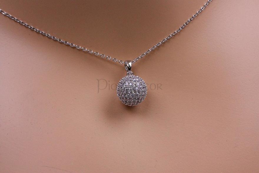 Цирконовая подвеска Ball с цепочкой из Посеребренная бижутерия, Цирконий от  2