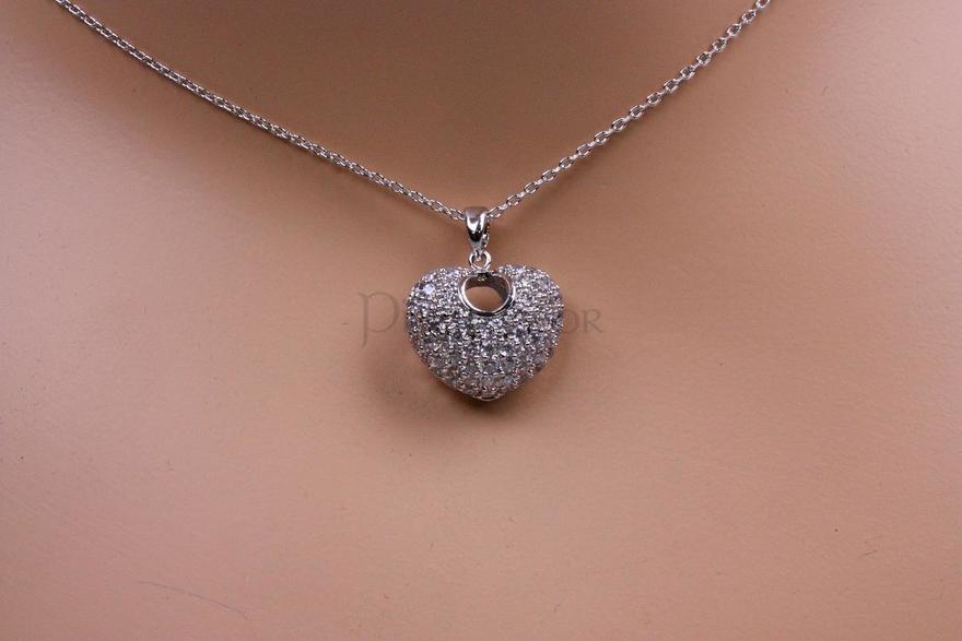 Цирконовая подвеска Heart с цепочкой из Посеребренная бижутерия, Цирконий от  2