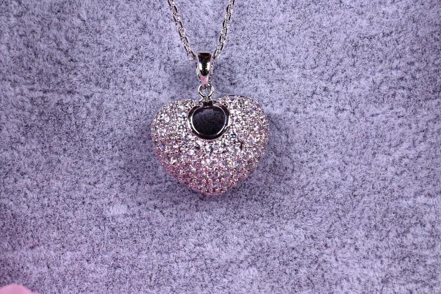 Цирконовая подвеска Heart с цепочкой из Посеребренная бижутерия, Цирконий от  3