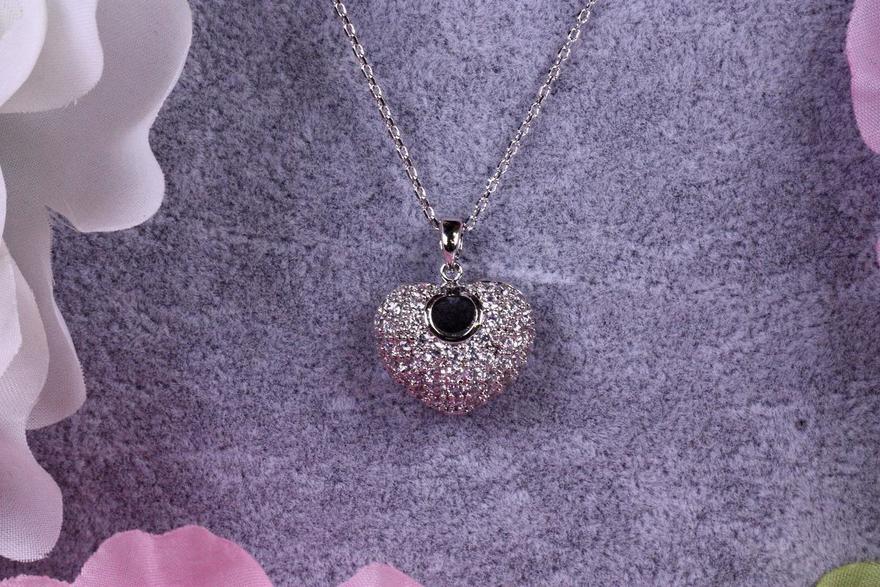 Цирконовая подвеска Heart с цепочкой из Посеребренная бижутерия, Цирконий от  4