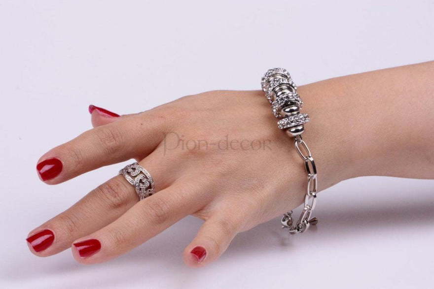 Браслет Кольца- серебристый из Посеребренная бижутерия от  2