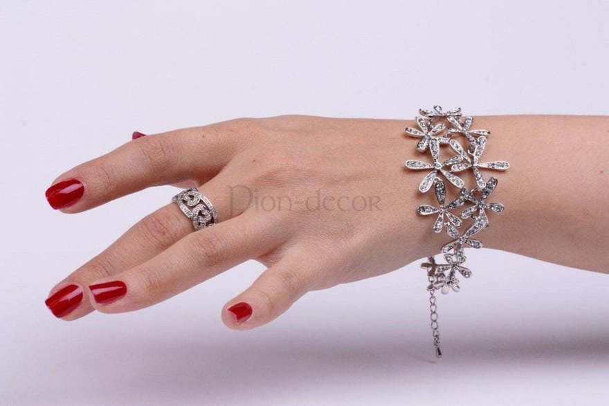 Браслет Цветочный- серебристый из Посеребренная бижутерия от  2