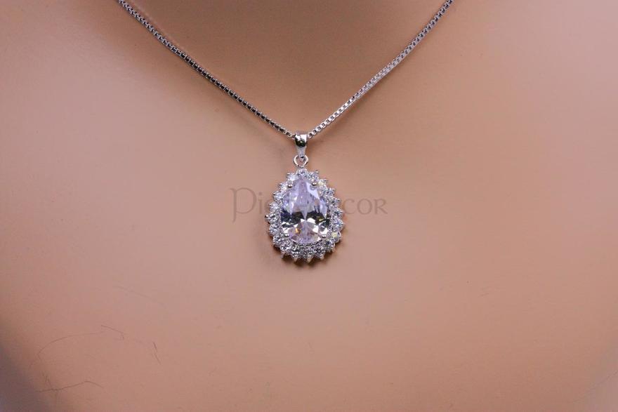 Цирконовая подвеска Tear с цепочкой из Посеребренная бижутерия, Цирконий от  2