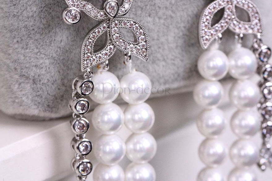 Серьги Rosa с жемчугом и цирконами из Посеребренная бижутерия от  5