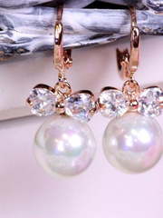 Серьги с цирконами Бантики золотистые из Позолоченная бижутерия от  2