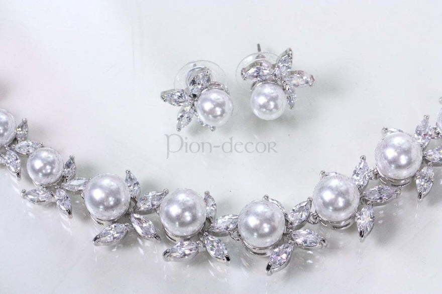 Комплект Perla с цирконами из Посеребренная бижутерия от  2