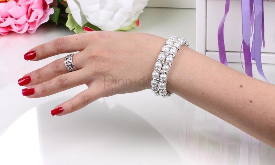 Двойной жемчужный браслет из Посеребренная бижутерия от  2