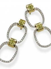 Стильные серьги из белых и желтых бриллиантов AOF-DE-0002 из Белое золото от Ювелирный салон Art of glow 1