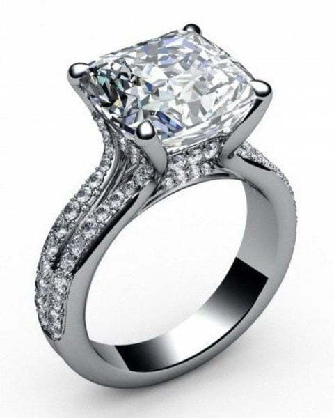 Помолвочное кольцо с центральным бриллиантом и россыпью AOG-ER-0043 из Белое золото от Ювелирный салон Art of glow 1