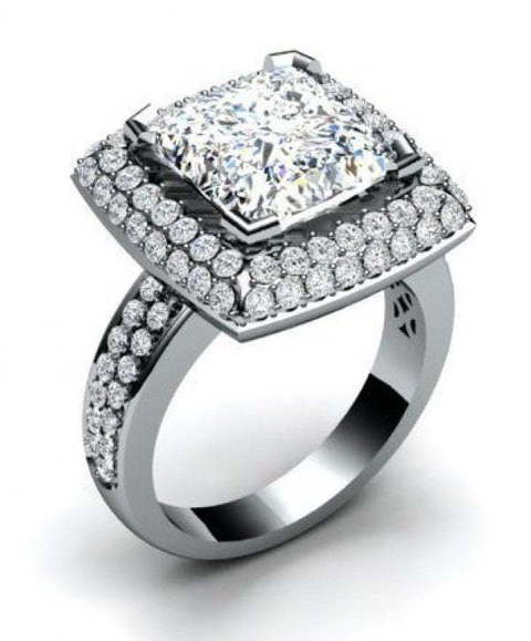 Помолвочное кольцо с бриллиантом огранки принцесса AOG-ER-0054 из Белое золото от Ювелирный салон Art of glow 1