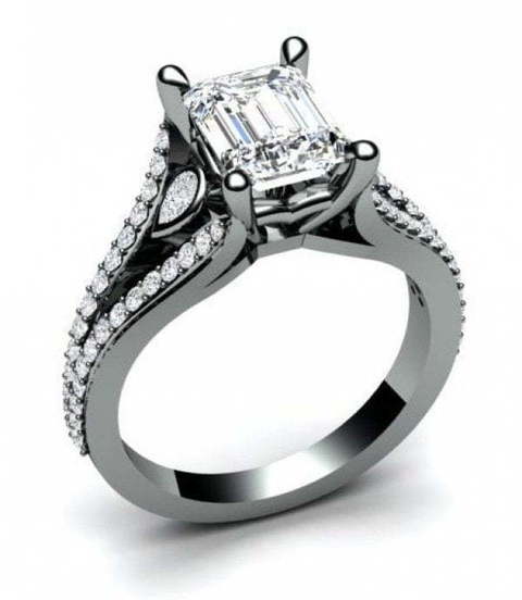 Эксклюзивное помолвочное кольцо с крупным бриллиантом и россыпью AOG-ER-0056 из Белое золото от Ювелирный салон Art of glow 1