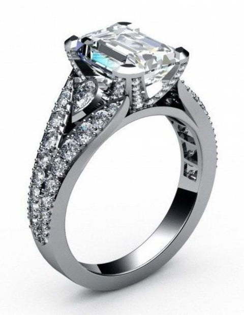 Помолвочное кольцо с бриллиантом изумрудной огранки AOG-ER-0055 из Белое золото от Ювелирный салон Art of glow 1