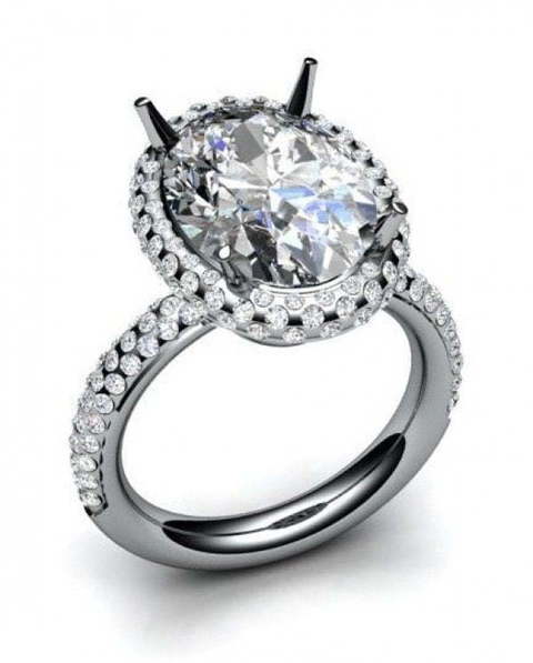 Необычное помолвочное кольцо с овальным бриллиантом AOG-ER-0037 из Белое золото от Ювелирный салон Art of glow 1