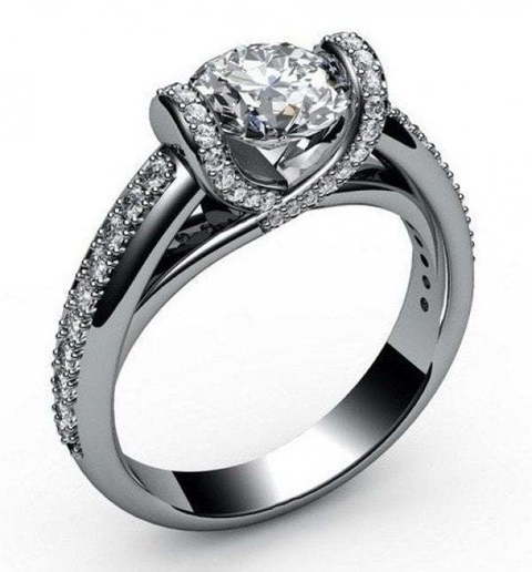 Роскошное помолвочное кольцо с бриллиантом AOG-ER-0045 из Белое золото от Ювелирный салон Art of glow 1