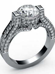 Помолвочное кольцо с бриллиантом и россыпью AOG-ER-0047 из Белое золото от Ювелирный салон Art of glow 1