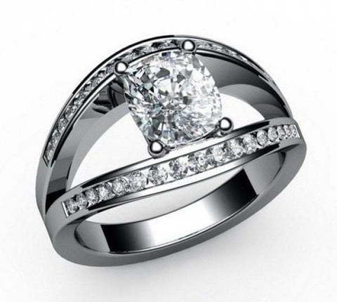 Эксклюзивное помолвочное кольцо с овальным бриллиантом AOG-ER-0025 из Белое золото от Ювелирный салон Art of glow 1