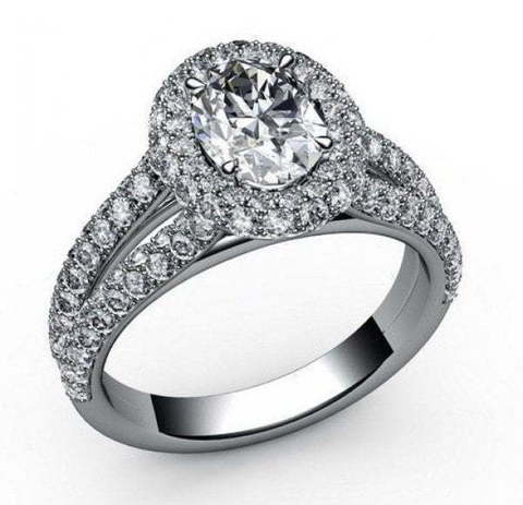 Эксклюзивное помолвочное кольцо с крупным бриллиантом AOG-ER-0046 из Белое золото от Ювелирный салон Art of glow 1