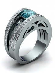 Эксклюзивное помолвочное кольцо с голубым бриллиантом AOG-ER-0027 из Белое золото от Ювелирный салон Art of glow 1