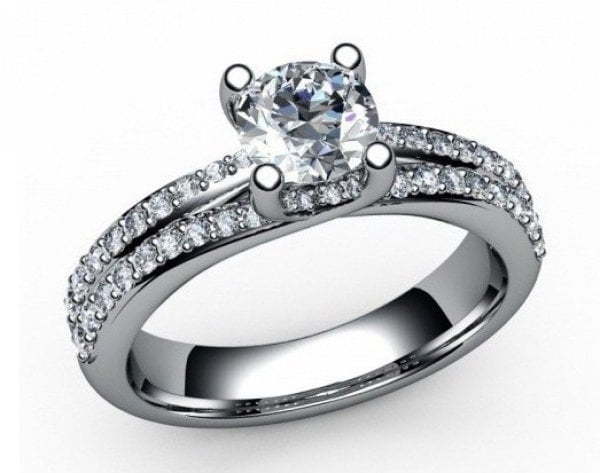 Помолвочное кольцо с большим камнем и россыпью AOG-ER-0044 из Белое золото от Ювелирный салон Art of glow 1