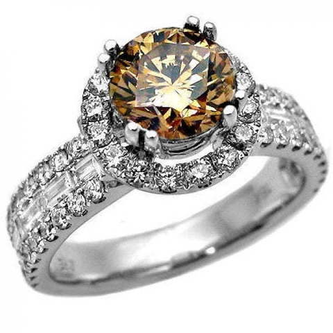 Помолвочное кольцо с большим конъячным бриллиантом AOG-ER-0076 из Белое золото от Ювелирный салон Art of glow 1