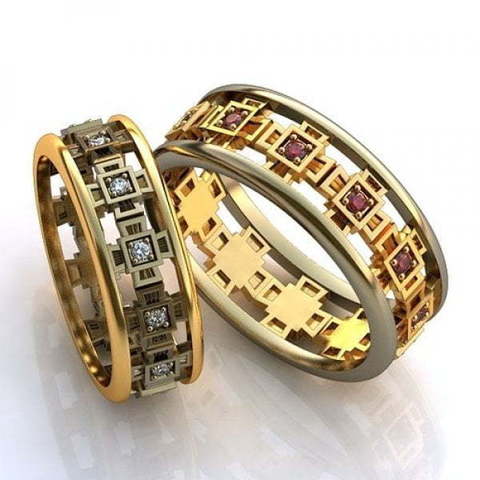 Роскошные обручальные кольца с рубинами AOG-obr-647 из Комбинированные от Ювелирный салон Art of glow 1