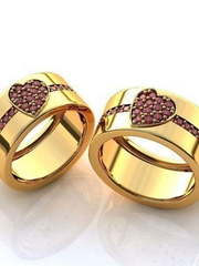 Широкое обручальное кольцо с рубинами R-KO-1055 из Желтое золото от Ювелирный салон Art of glow 1