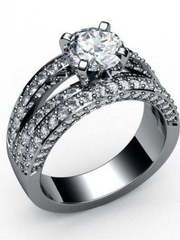 Эксклюзивное помолвочное кольцо с крупным бриллиантом и россыпью AOG-ER-0021 из Белое золото от Ювелирный салон Art of glow 1