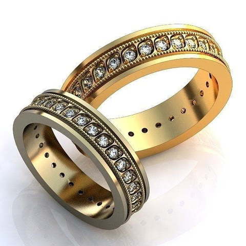 Стильные обручальные кольца с бриллиантами AOG-obr-143 из Желтое золото от Ювелирный салон Art of glow 1
