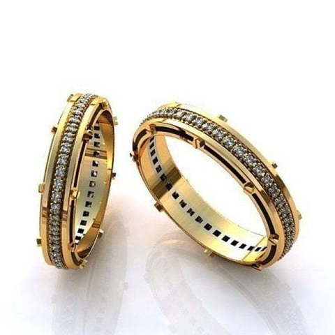 Обручальные кольца с бриллиантовой дорожкой R-KO-1024 из Желтое золото от Ювелирный салон Art of glow 1